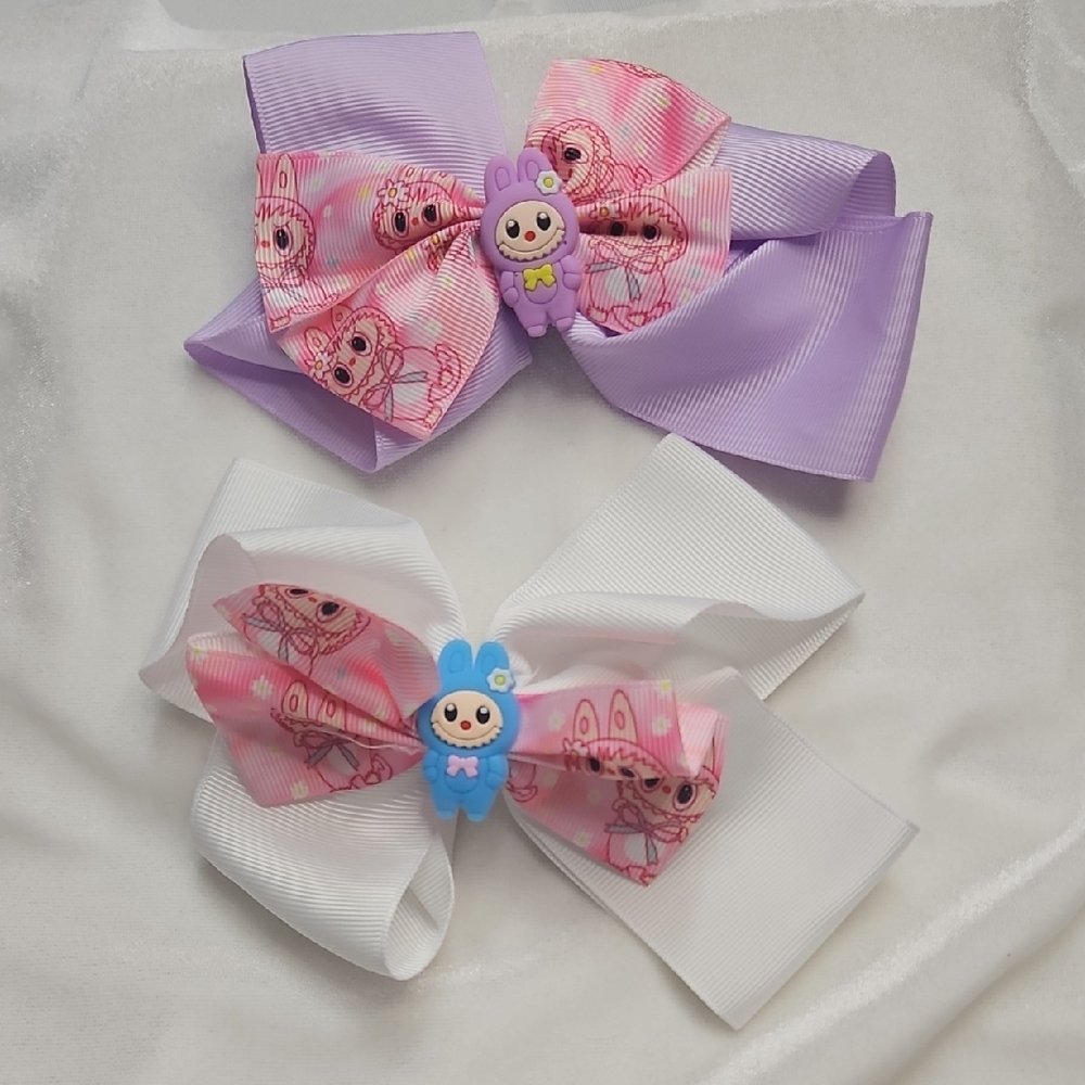 Girl's Set of 2 Labubu Monsters Hairbows Hair Accessories Clip On Cute Trendy